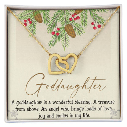 Goddaughter Interlocking Hearts Necklace Message Card