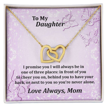 To My Daughter Always With You Never Ending Love Hearts Necklace Love Mom Interlocking Hearts Necklace
