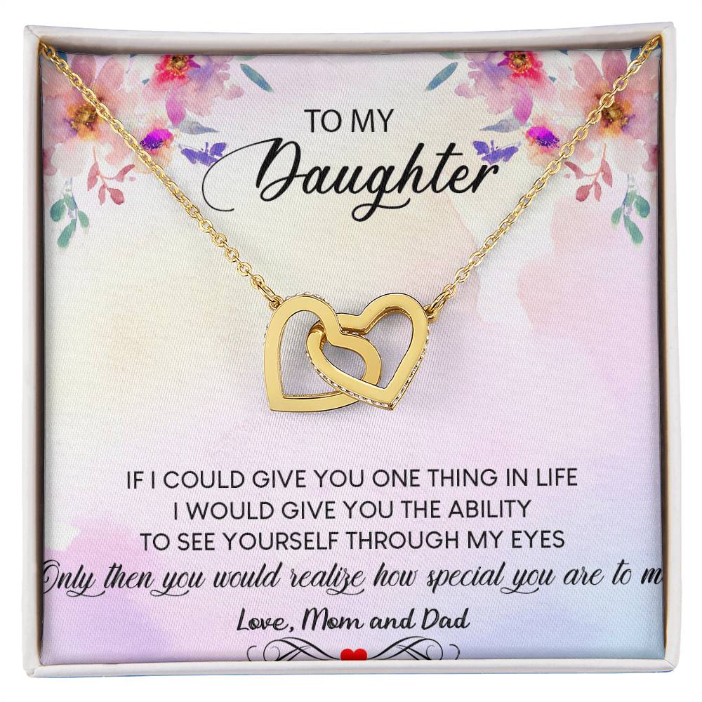 To My Daughter Necklace Daughter Necklace From Mom And Dad Personalized Daughter Interlocking Hearts Necklace Gift Daughter Birthday Gift