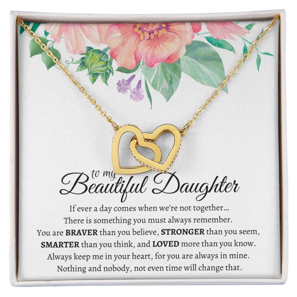 To My Beautiful Daughter - Luxurious Infinity Cube - So88 Interlocking Hearts Necklace