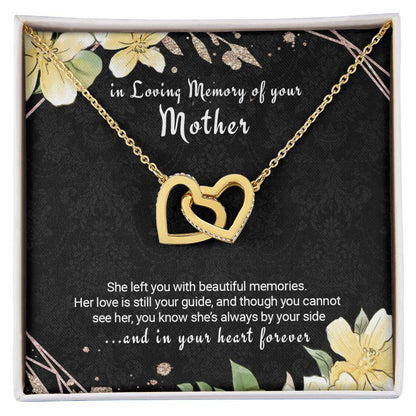 Loss Of Mother Gift Remembrance Necklace Twin Hearts Mom Bereavement Gift Interlocking Hearts Necklace