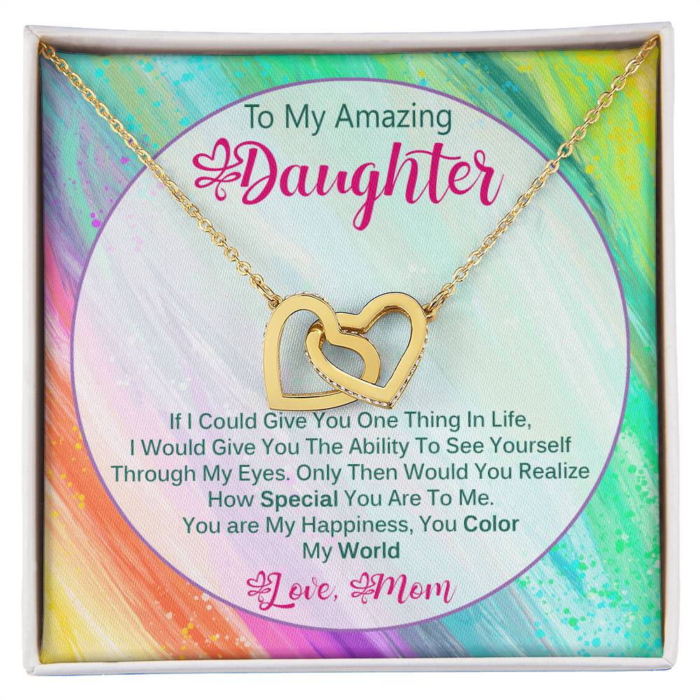 Heart-Melting Gift For Daughter From Mom - You Color My World Interlocking Hearts Necklace
