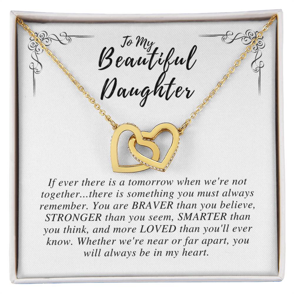 To My Beautiful Daughter - Interlocking Heart Necklace Interlocking Hearts Necklace