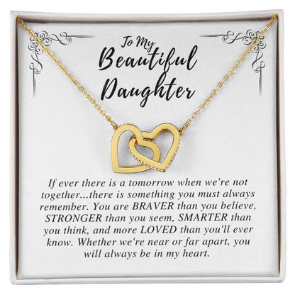 To My Beautiful Daughter - Interlocking Heart Necklace Interlocking Hearts Necklace