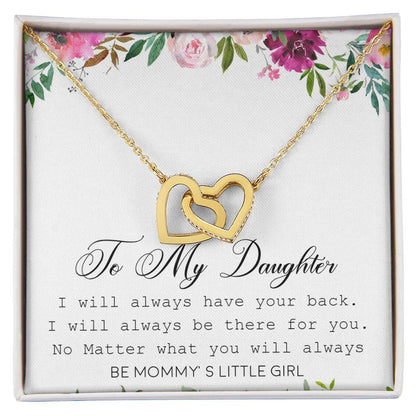 To My Daughter Interlocking Hearts Necklace Message Card