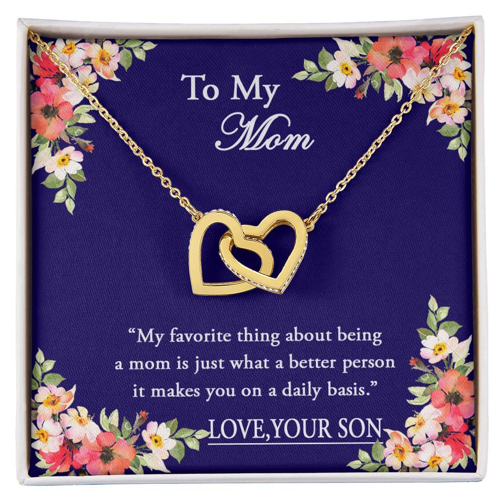 To My Mom I Will Always Be There Dragonfly Necklace Gift For Mom From Son Birthday Mother'S Day Christmas Present Interlocking Hearts Necklace