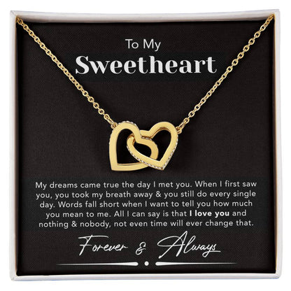 To My Sweetheart Two Hearts Necklace Interlocking Hearts Necklace