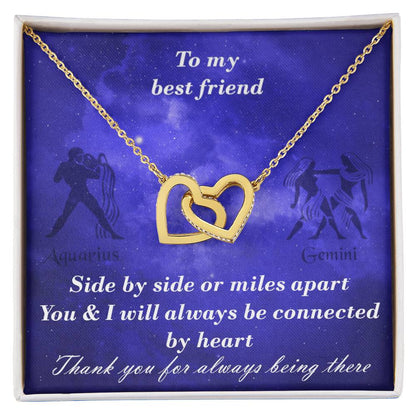 Aquarius To Gemini Best Friend Interlocked Hearts Necklace Interlocking Hearts Necklace