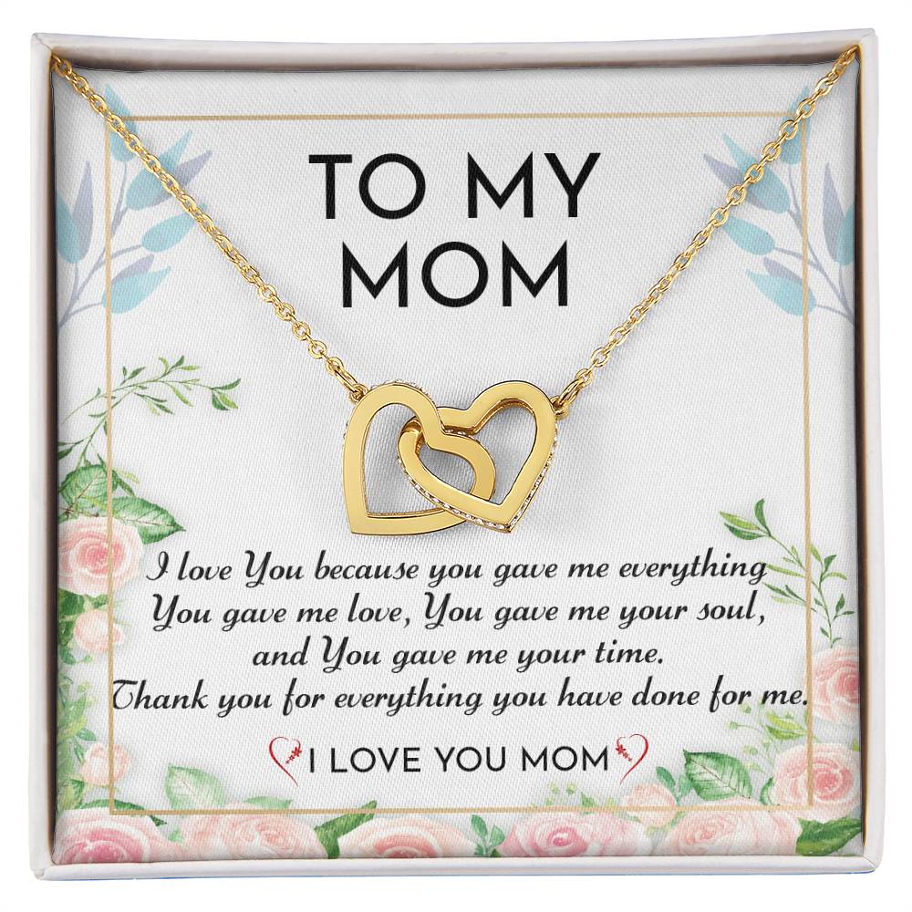To My Mom - I Love You - Interlocking Hearts Necklace