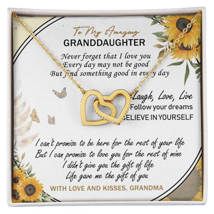 To My Amazing Granddaughter Interlocking Hearts Necklace Message Card
