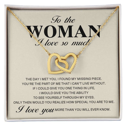 To The Woman I Love So Much - Interlocking Heart Necklace Interlocking Hearts Necklace
