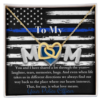 Police Officer'S Mom Necklace Interlocking Hearts Necklace