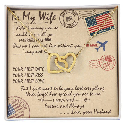 To My Wife Interlocking Hearts Necklace Message Card