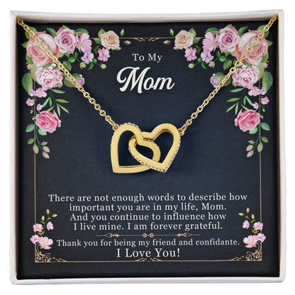 To My Mom - Interlocking Heart Necklace Interlocking Hearts Necklace