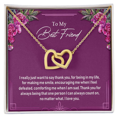 To My Best Friend Interlocking Hearts Necklace Birthday Gift