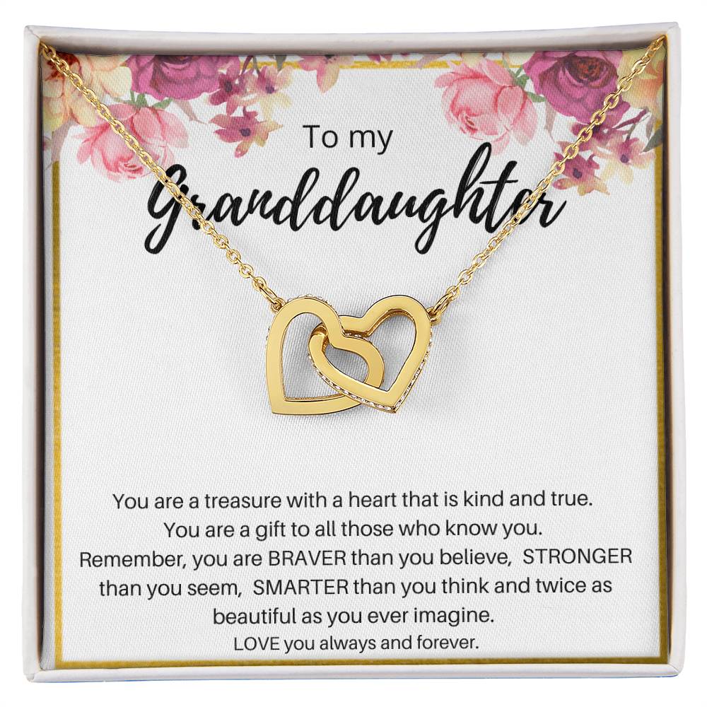To My Granddaughter Interlocking Hearts Necklace
