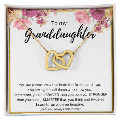To My Granddaughter Interlocking Hearts Necklace