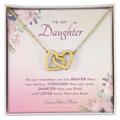 To My Daughter Always Remember Gift For Daughter From Mom Daughter Birthday Graduation Christmas Present Interlocking Hearts Necklace