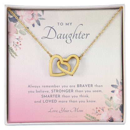 To My Daughter Always Remember Gift For Daughter From Mom Daughter Birthday Graduation Christmas Present Interlocking Hearts Necklace
