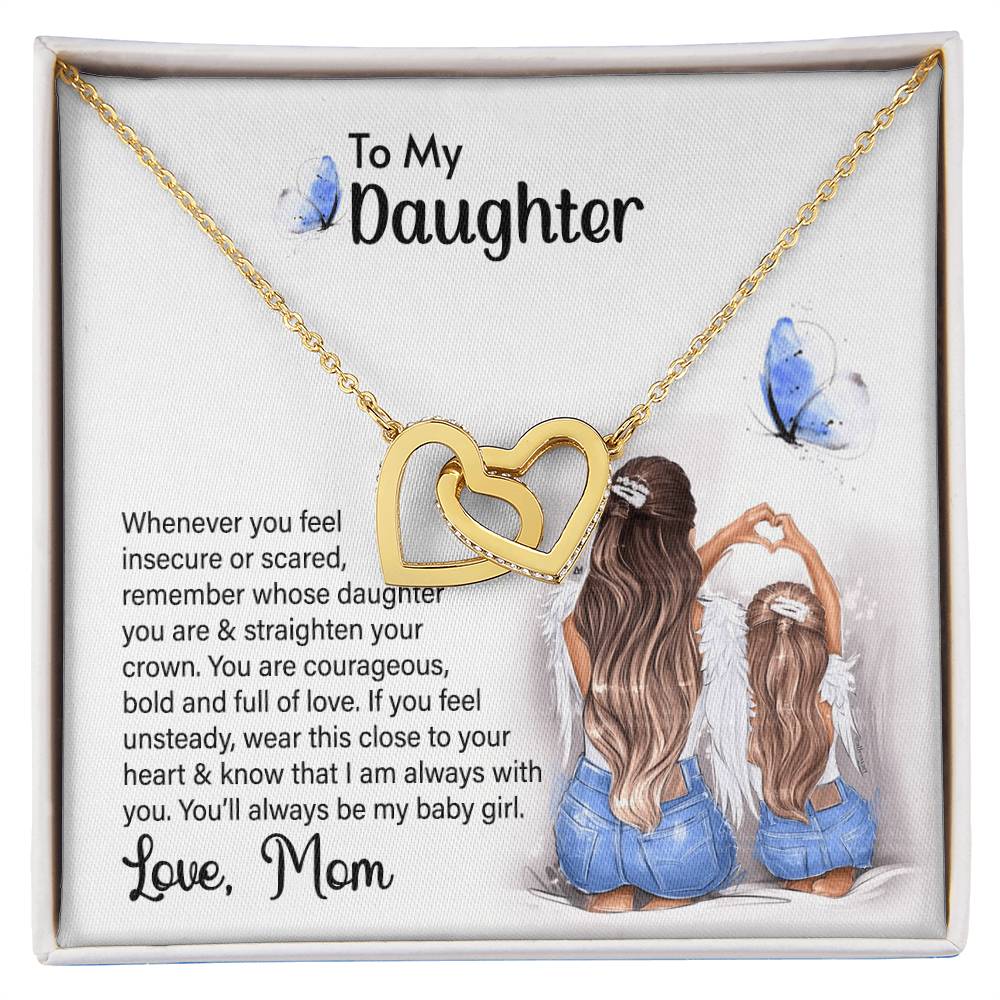 My Daughter Wear This Close To Your Heart. Interlocking Hearts Cubic Zirconia Diamond Pendant Interlocking Hearts Necklace