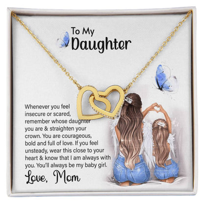 My Daughter Wear This Close To Your Heart. Interlocking Hearts Cubic Zirconia Diamond Pendant Interlocking Hearts Necklace