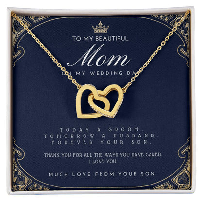 Mother Of The Groom Gift From Son Mom Wedding Gift From Son Wedding Gift From Groom To Mom Necklace Gift For Mom Wedding Gift From Son Interlocking Hearts Necklace