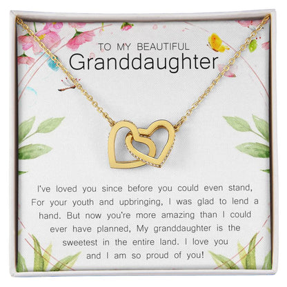 To My Beautiful Granddaughter Interlocking Hearts Necklace Message Card