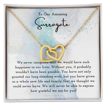 Surrogate Appreciation Gift Surrogate Gift Surrogate Gift With Message Card Surrogate Transfer Day Thank You Gift Interlocking Hearts Necklace
