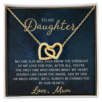 To My Daughter - Unique Heart Bonding Necklace Gift Set Interlocking Hearts Necklace