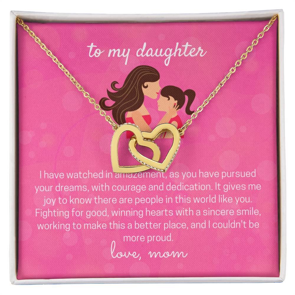 To My Lovely Daughter Interlocking Hearts Necklace