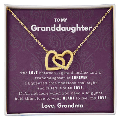 To My Granddaughter - Filled With Love - Necklace Interlocking Hearts Necklace