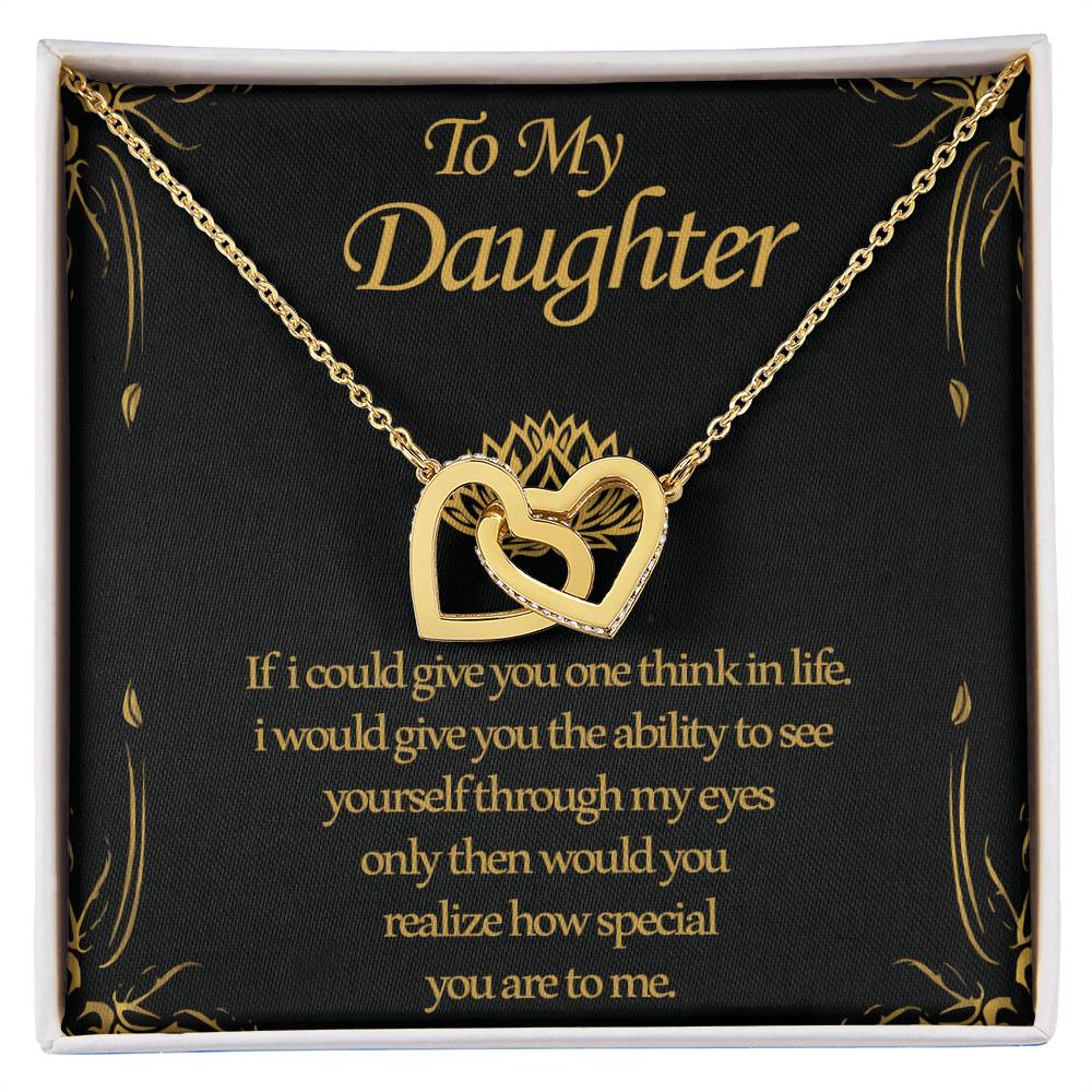 To My Daughter - Two Hearts Interlocking Hearts Necklace