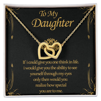 To My Daughter - Two Hearts Interlocking Hearts Necklace