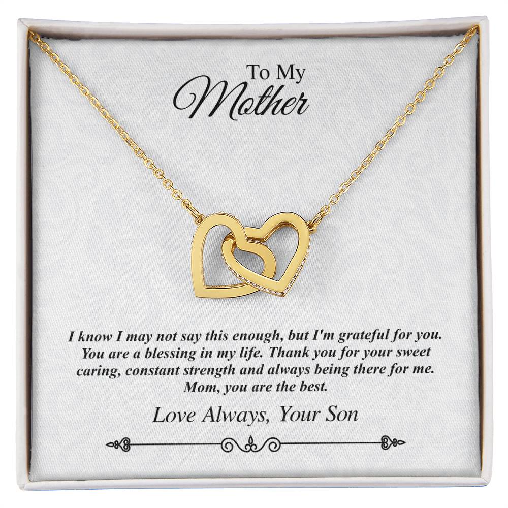 To My Mother Linked Hearts Necklace - I'M Grateful For You You Are The Best Interlocking Hearts Necklace