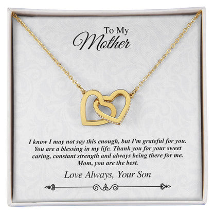 To My Mother Linked Hearts Necklace - I'M Grateful For You You Are The Best Interlocking Hearts Necklace