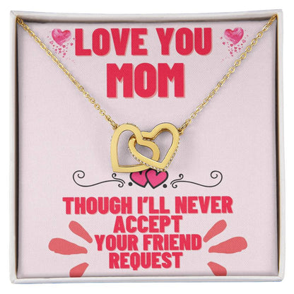 Mom’S Friend Request- Interlocking Hearts With Cubic Zirconia Interlocking Hearts Necklace