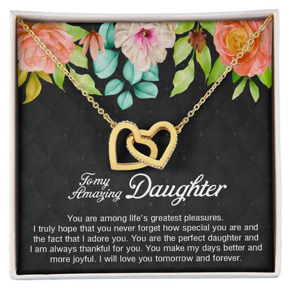 To My Amazing Daughter You Are Special And Adored Interlocking Hearts Necklace