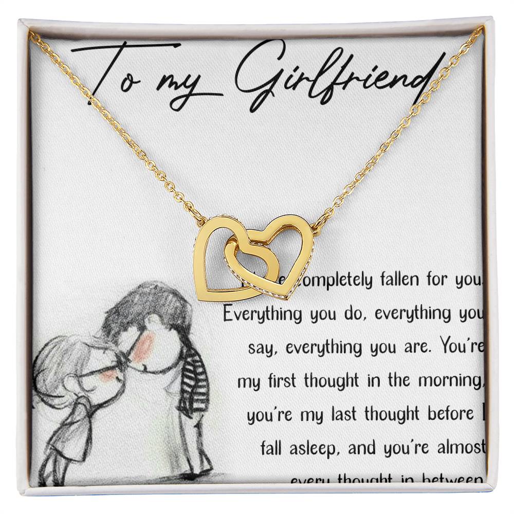 To My Girlfriend Interlocking Hearts Necklace Message Card