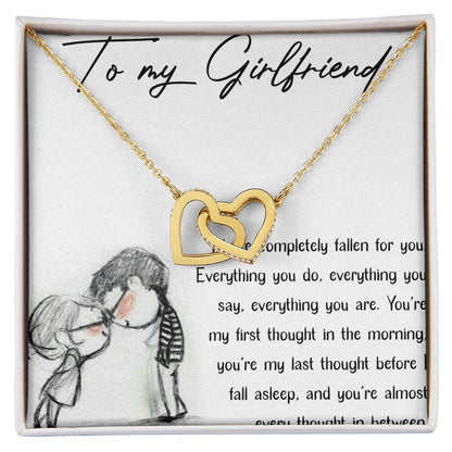 To My Girlfriend Interlocking Hearts Necklace Message Card