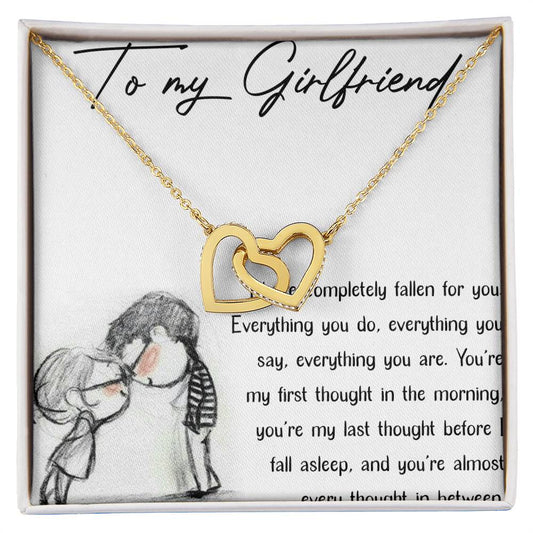To My Girlfriend Interlocking Hearts Necklace Message Card