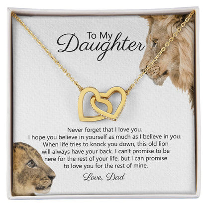 To My Daughter - Never Forget That I Love You - Necklace Interlocking Hearts Necklace