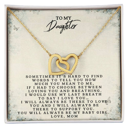 To My Daughte - Love Mom - Interlocking Heart Necklace Interlocking Hearts Necklace