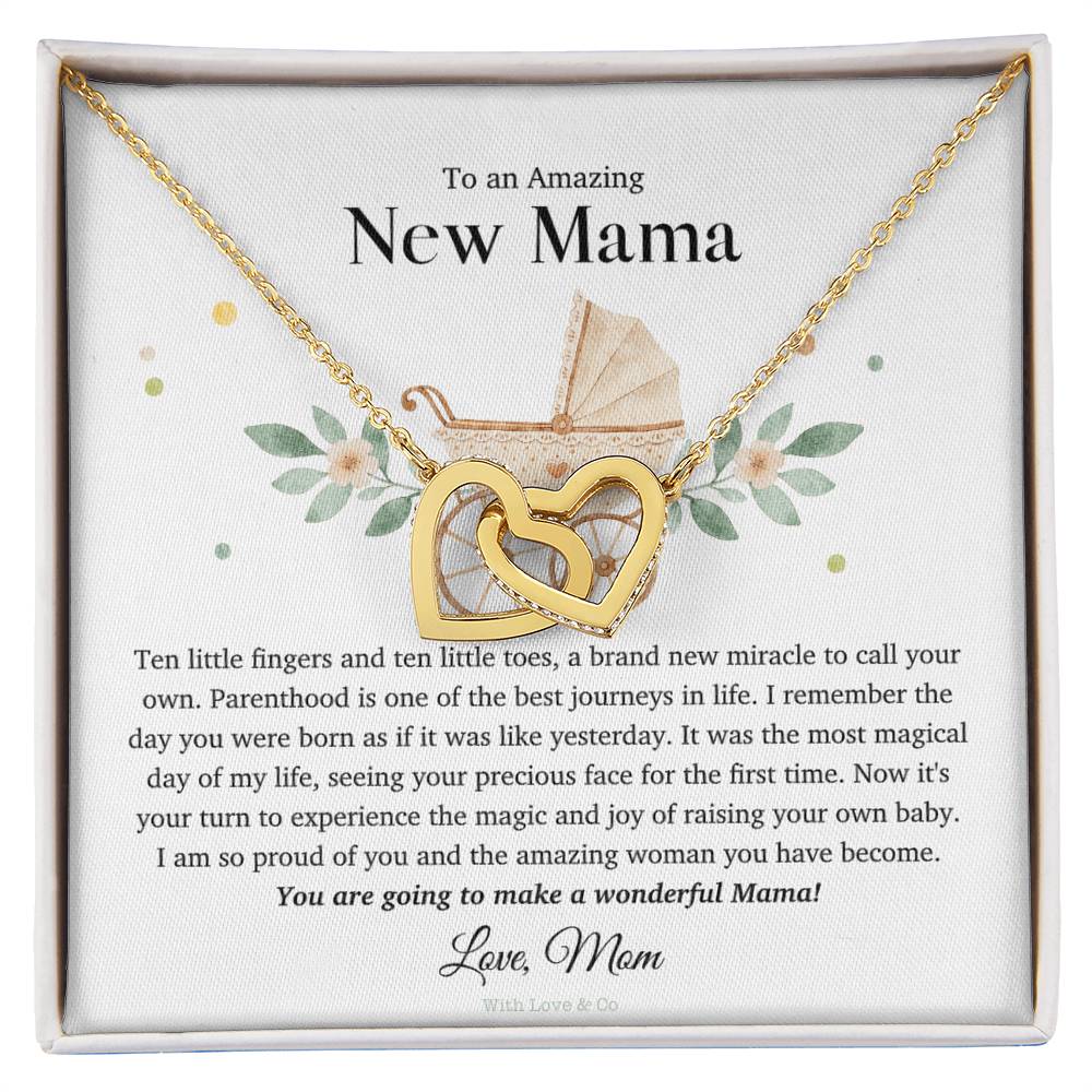 To An Amazing New Mama - Interlocking Heart Necklace Interlocking Hearts Necklace