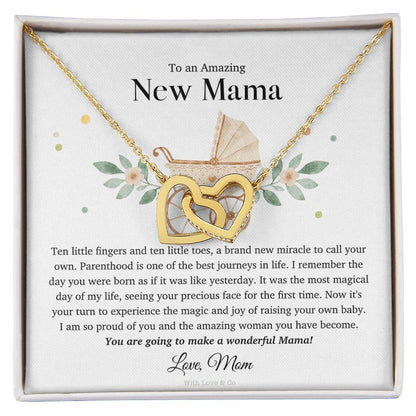 To An Amazing New Mama - Interlocking Heart Necklace Interlocking Hearts Necklace