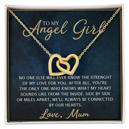 To My Daughter - Unique Heart Bonding Necklace Gift Set Interlocking Hearts Necklace