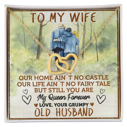 To My Wife - My Queen Forever Interlocking Hearts Necklace
