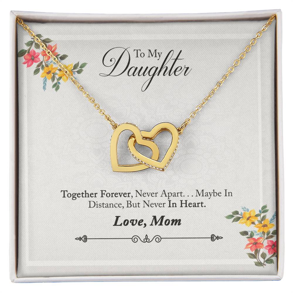 Special Gift For Daughter- Interlock Heart Necklace- With Message Card! Interlocking Hearts Necklace