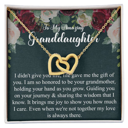 To My Granddaughter Gift From Grandmother Grandma And Granddaughter Necklace Granddaughter Birthday Gift Interlocking Hearts Necklace