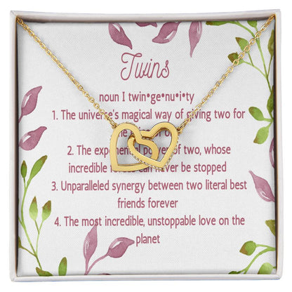 Twin Sister Gift Necklace Twin Birthday Gifts Twin Jewelry Twin Sisters Twin Girl Presents Presents For Twins Interlocking Hearts Necklace