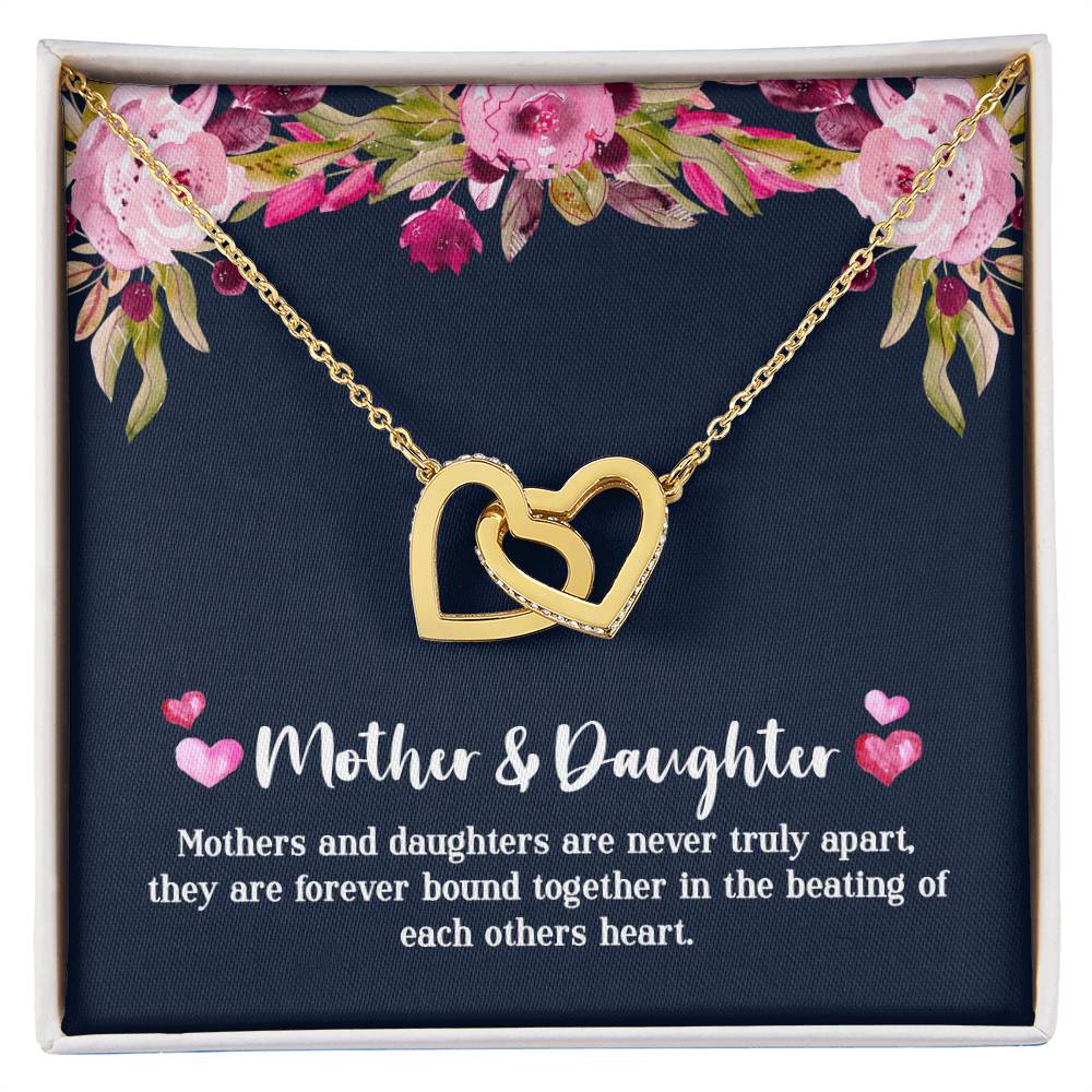 Mother & Daughter - Never Truly Apart Interlocking Hearts Necklace